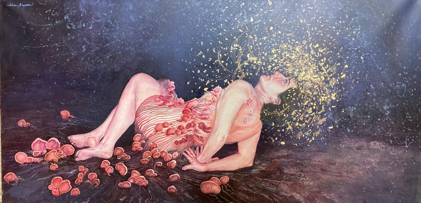 Woman with Mushrooms, by Catalina Gold